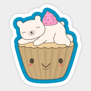 Cute Polar Bear Cupcake T-Shirt Sticker